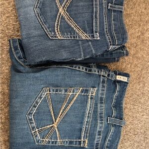 2 pairs Ariat Mid-Blue Boot Cut Jeans with Contrast Stitching size 34